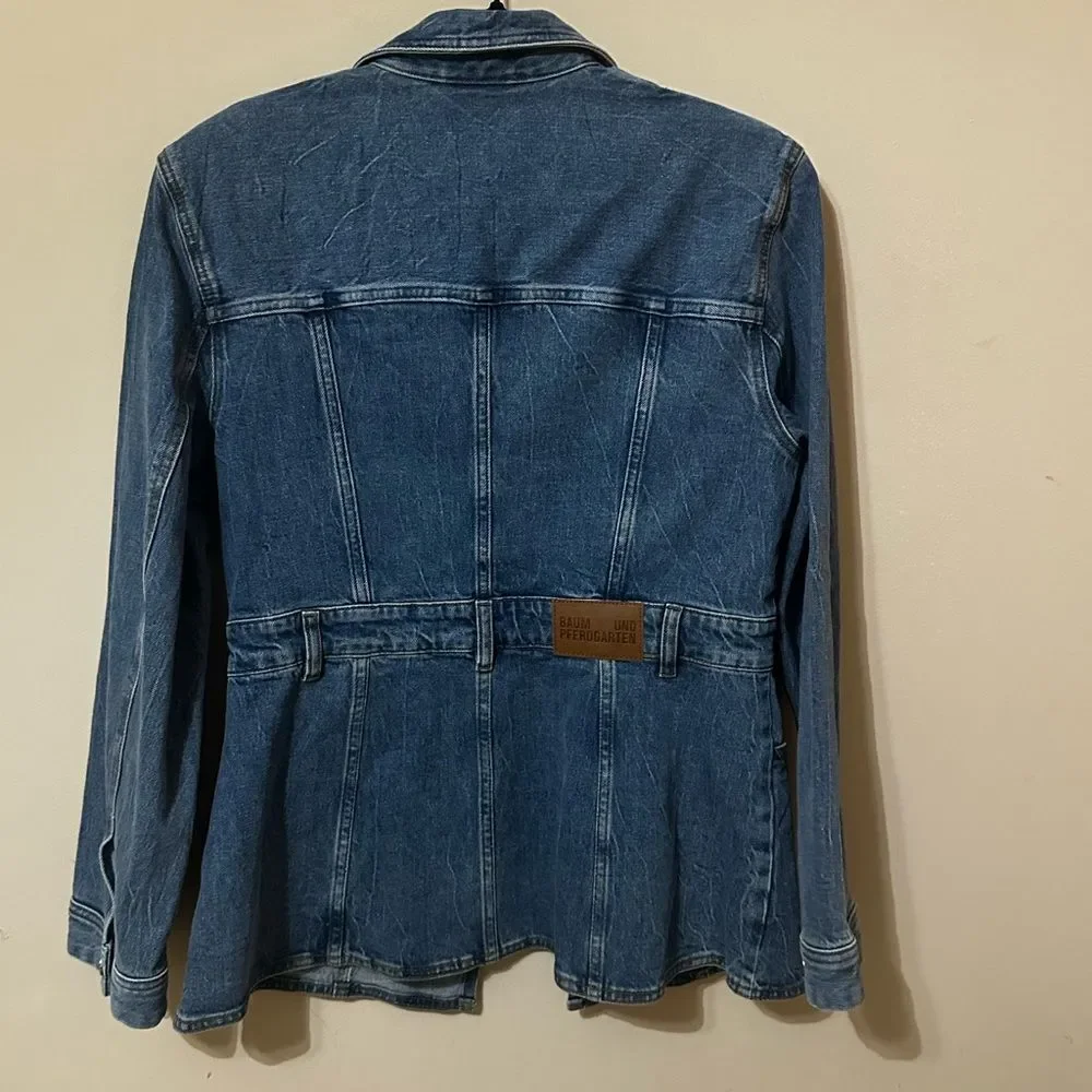 NWT $269 Baum und Pferdgarten x Anthropologie BEATRIX Denim M Button Front Jean